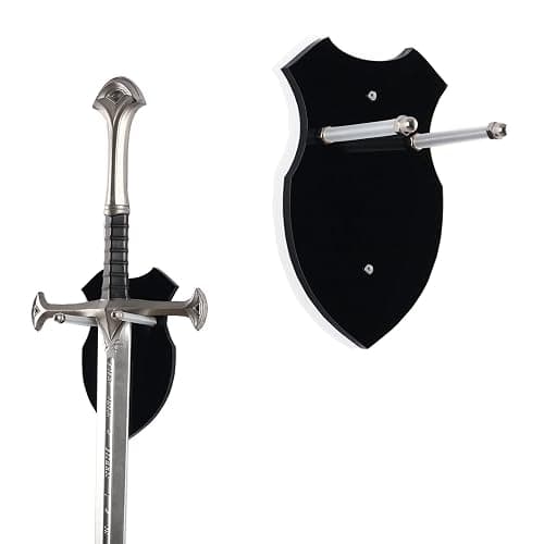 HHUXIUE Wall mounted sword rack sword stant axe holder wall mounted display rack single sword vertical wall mounted general sword rack，sword wall mount，sword stand(black 1 set) - Image 1