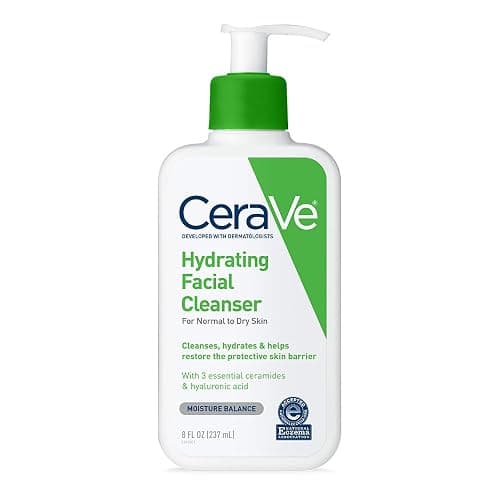 CeraVe Hydrating Facial Cleanser, Moisturizing Face Wash For Dry Skin, Hyaluronic Acid + Ceramides + Glycerin, Hydrating Cleanser For Normal To Dry Skin, National Eczema Association Certified - Image 1