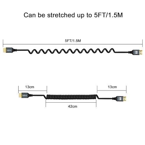 Twozoh HDMI to HDMI Coiled Cable, Support 3D,4K UHD, 1080p, HDMI 2.0a 2.0b 2.0 1.4a (Extend up to 1.5M/5FT) thumbnail 2