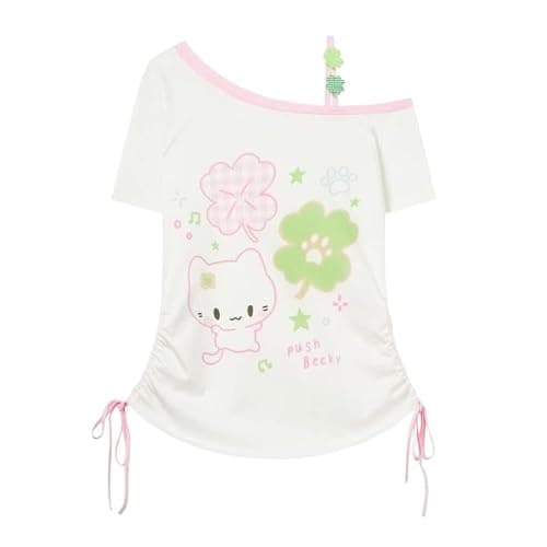 Kawaii Cutecore Harajuku Graphic Clothes Teen Girls Whimsy Twee Y2k Cute Short Sleeve Shirts Fairy Grunge Preppy Tops - Image 1