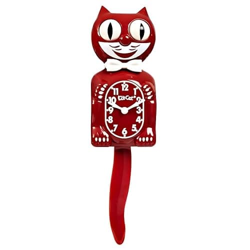 Kit-Cat Klock® Limited Edition Space Cherry Red kit - Iconic Retro Kit Cat Clock with Moving Eyes and Tail, Battery Operated Wall Clock, Made in USA, Perfect for Home Decor, Mid Century Modern Clock - Image 1
