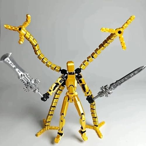 T13 3D Action Figure Set (Assembly Completed) 2 Pcs, 3D Printed Multi-Jointed, Titan 13 Action Figures, Multi-Articular Lucky Mobile Robot Nova,Desktop Decorations for Game Lovers Toys (Gold Sliver) thumbnail 7