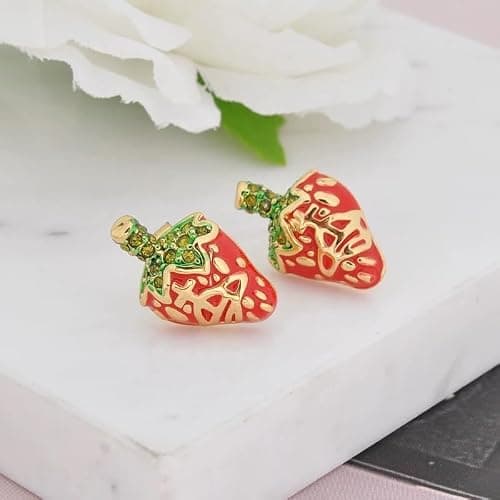 Colorful Strawberry Earrings of Saturn for Women - Colorful Strawberry Crystal Quartz Saturn Earrings Ear Studs thumbnail 3
