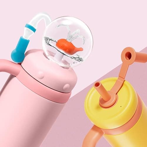 24oz Stainless Steel Whale Fountain Tumbler with Handle,Drinking Cup with Whale Squirt,Whale Water Bottle Two Silicone Soft Tip,Leak-Proof WhaleFountain Tumbler for Kids Teens Adults,Dishwasher Safe thumbnail 4