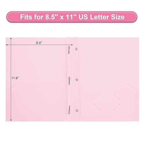 SUIN Plastic Project-Folder with 2 Pockets and 3-Prong Fasteners, for US Letter Size, Bulk Pack Color File-Folder for US Letter Size Papers, Ideal for School & Office, (Assorted Pastel Colors) thumbnail 2