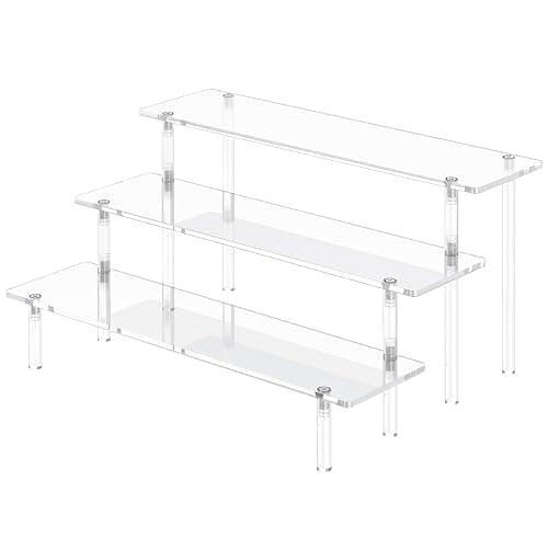 3 Tier Acrylic Display Risers, Large Perfume Organizer Stand, Clear Cupcake Stand Holder, Display Shelves for Figurines, Dessert Shelf for Party, Risers Display Stand for Decoration (1 Pack) - Image 1