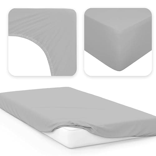 Jacobson Jersey Spannbettlaken Spannbetttuch Baumwolle Bettlaken (140x200-160x200 cm, Grau) thumbnail 3
