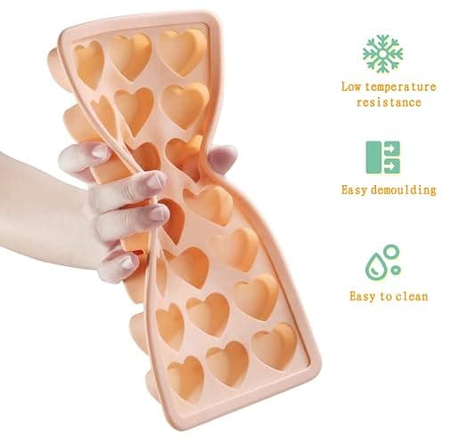 2 Pack Heart-Shaped Ice Cube Trays - 42 Holes Silicone Heart Ice Cube Tray with Lid, BPA Free and Dishwasher Safe, Mini Fun Ice Cube Mold, Easy to Remove (Pink + Blue) thumbnail 5