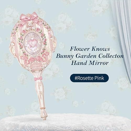 Flower Knows Bunny Garden Hand Mirror, Pink Decorative Makeup Mirror | Fairy-Tale Bunny & Rose Design, Easy-Grip Handle, Vanity Display, Touch-Ups & Gift-Ready Collectible Decor (Rosette Pink) thumbnail 4