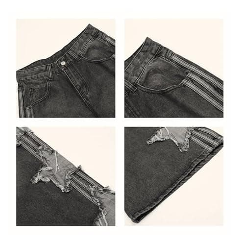 PEAINJ Star Jeans for Women Girls Baggy Cute Patchwork Denim Pants Y2k High Waisted Jeans Grunge Aesthetic Clothes thumbnail 4