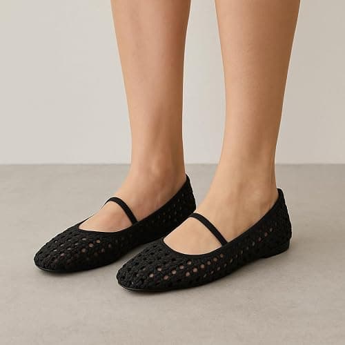CUSHIONAIRE Weavy Squared Toe Woven Ballet Flats Shoes for Women with Memory Foam | Comfortable Mary Jane Flats for Women with Breathable Mesh Design | Wide Widths Available thumbnail 3