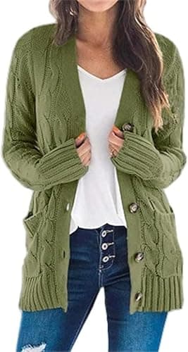 Kenhansion Women's Long Sweater Cardigan Sweater Long Sleeve Button Down Open Front Cable Knit Sweaters Fall Loose Outerwear - Image 1