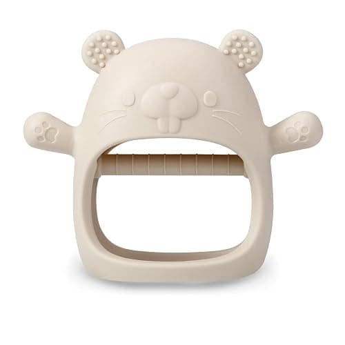 PandaEar 2 Pakc Silicone Baby Teething Toys| Baby Hand Teether Mitten for Sucking Needs| Baby Chew Toys Hand Pacifier for Soothing Teething Pain Relief (White/Pink) thumbnail 7