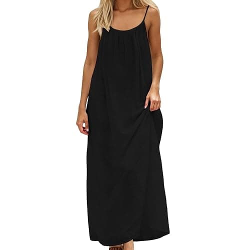 ATALRPOU Women's Solid Color Backless Cami Dresses for Women Open Back House-Dress Sleeveless Beach Vacation Clothes thumbnail 8