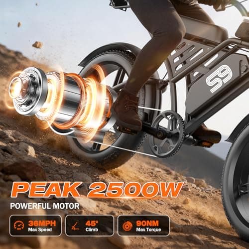 GWEIT Electric Bike for Adults, Electric Dirt Bike with 2500W Peak Motor, 36Mph & 65 Miles Range, Off-Road Ebike with NFC Unlock, 48V 20AH Removable Battery, 20" Fat Tire Commuter E Bike thumbnail 2
