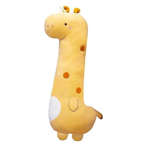 PEACH CAT Cute Long Giraffe Plush Pillow Kawaii Giraffe Stuffed Animal for Girls and Boys Yellow 35.4" - Image 1