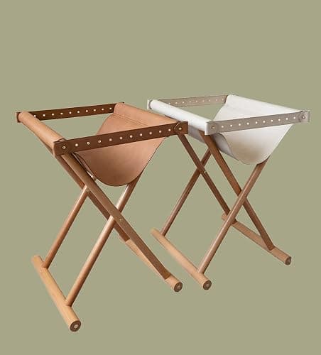 SORBARIA Vegan Soft Leather Solid Beech Wood Multipurpose Foldable Portable Foot Stool Vanity Stool or Freestanding Magazine Holder -Van Dyke Brown - Van Dyke Brown thumbnail 5