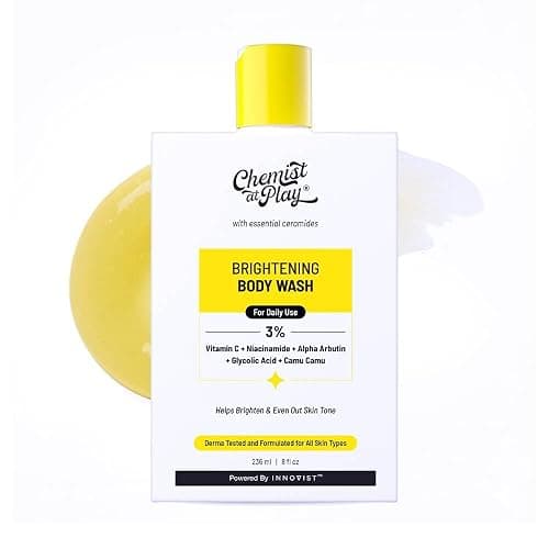 Chemist at Play Brightening Body Wash|Glowing Skin Vitamin C Bodywash | Helps to Reduce Fades Dark Spots, Evens out Skin Tone | Alpha Arbutin| 30X Vitamin C with Camu Camu |For Women & Men | 8 Fl oz - Image 1