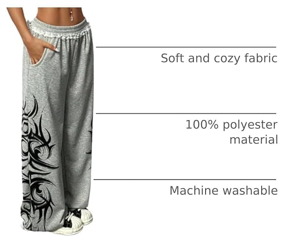 Y2k Wide Leg Baggy Grunge Double Waisted Drawstring Sweatpants Streetwear Women Emo 2000s Star Pants thumbnail 4
