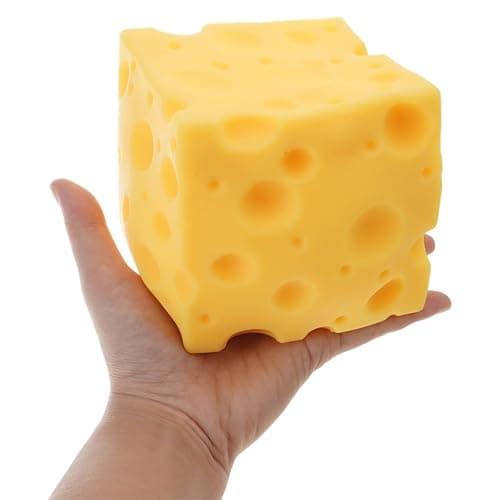 Squishy Fidget Toy Giant Cheese Squeezable Stress Relief Sensory Toys for Adults, Cute Party Favors, 3.94x3.94x3.54'' - Image 1