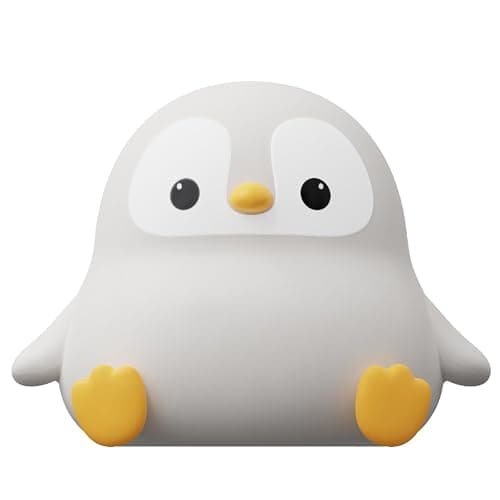 ATSUI Penguin Night Light, LED Squishy Novelty Animal Night Lamp, Food Grade Silicone, 2 Level Dimmable, Nursery Nightlight for Desk Decor, Funny Gifts Stuff for Boys Girls Baby, White Elephant Gifts thumbnail 7