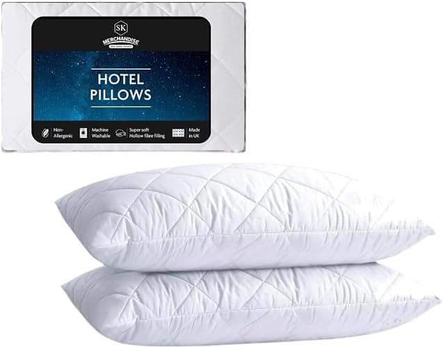 2 Pack Premium Hotel Pillows – Quilted Cover & Soft Hollowfibre Filling – Down Alternative Bed Pillows for Back, Side & Stomach Sleepers – Plush & Supportive - Image 1