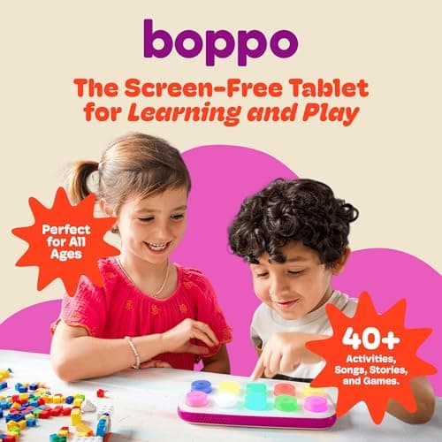 Boppo Screen-Free Learning Tablet for Kids - Interactive Handheld Games - Educational, Travel-Friendly Fun for the Whole Family - Includes 40+ Pre-Loaded Games & Activities thumbnail 2