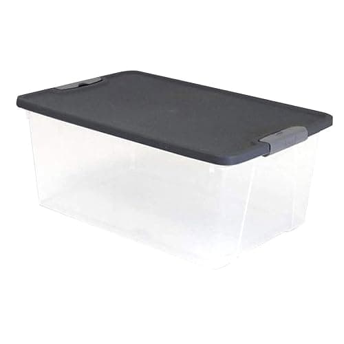 HOMZ 4-Pack Secure Latch, Clear Plastic Storage Organizer Bins, 15 Quart, Gray Lid - Stackable Container Boxes for Bedroom, Bathroom, Garage, and Office Organization thumbnail 8