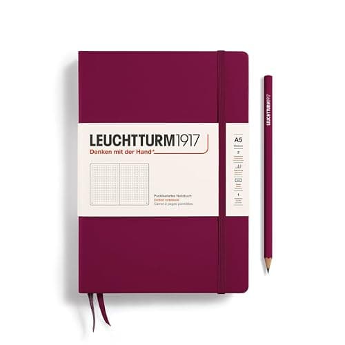 LEUCHTTURM1917 359695 Carnet de notes Medium (A5), Couverture rigide, 251 pages numérotées, Port Red, pointillés - Image 1