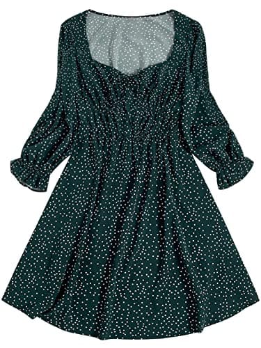 Floerns Women's Plus Size Ditsy Floral Print V Neck Ruffle Sleeve A Line Short Dress - Image 1