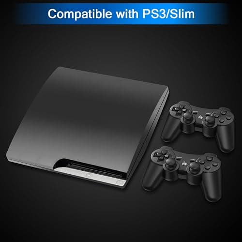 Yinjie 2 Pack Wireless Controller for PS3, Compatible with Playstation 3, with 2 Charging Cables - Black thumbnail 3