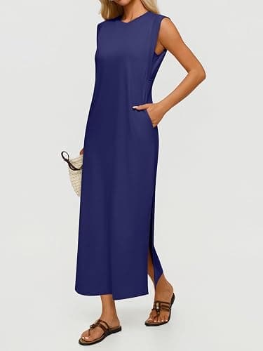 REORIA Women's Summer Vacation Long Maxi Dress Casual Sundresses Beach Dresses with Pockets thumbnail 3