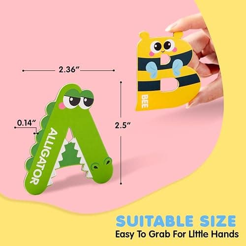 JOYIN Magnetic Letters, Animal Alphabet Fridge Magnets for Toddlers 3 4 5 Years Old, 26 Uppercase Refrigerator Magnets, Large Size ABC Educational Spelling Learning Toys for Kids thumbnail 3