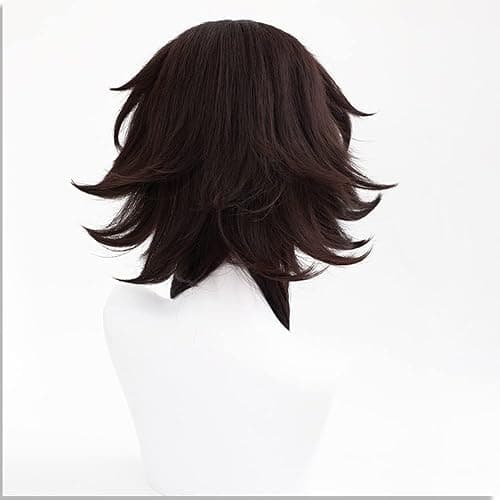 Shqncoh Anime Tetcho Suehiro Tetchou Suehiro Wig Brown Short Curly Party Hair Halloween Cosplay Props Accessory thumbnail 3