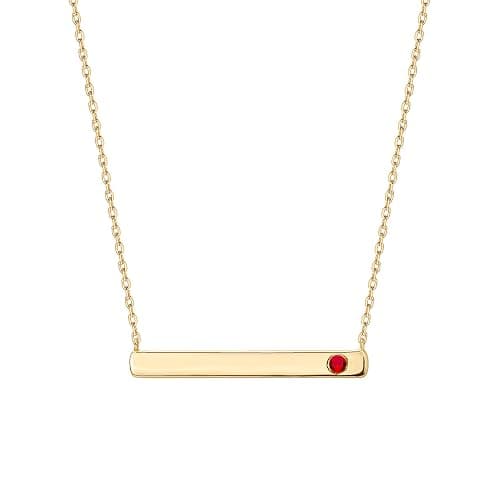 PAVOI 14K Gold Plated Crystal Birthstone Bar Necklace | Dainty Necklace | Gold Necklaces for Women - Image 1