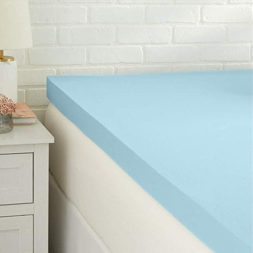 Amazon Basics Twin XL Mattress Topper, Cooling Gel-Infused, CertiPUR-US Certified, 3 Inches, Blue - Image 1