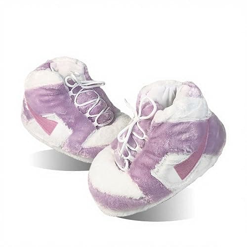 MOLERFO Sneaker Slippers Non Slip Sole Indoor House Plush Slippers Unisex Indoor Floor Cotton Shoes (PURPLE-ZS,5.5,12) thumbnail 3