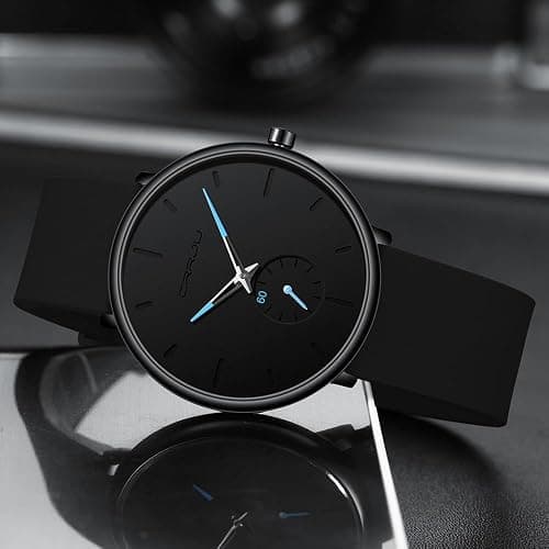 CRRJU Men’s Casual Stylish Waterproof Quartz Wristwatches, Ultra Thin Second Hand Watches for Men, Colorful Silicone Band thumbnail 6