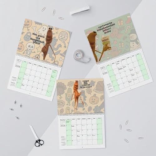 Marcus the Worm 2026 Wall Calendar, Funny VR Chat Meme Gift, Holiday Planner,Robert the Bug,Robert The Worm Hanging Wall Calendar, Perfect for Home or Office thumbnail 5