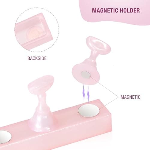2 Sets Magnetic Acrylic Nail Display stands for press on false nails practice art painting with reusable putty extra crystal stand alone thumbnail 4
