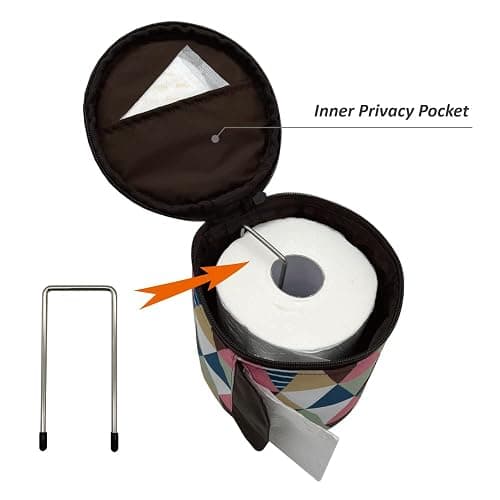 Olve Toilet Paper Holder Roll-Tissue Dispenser Cat Proof Roll Paper Cover Portable and Foldable Storage Bag for Camping Outdoor Tent Home Office (Brown) thumbnail 5