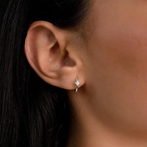 Me&Hz Gold Huggie Earrings Small Huggie Hoop Earrings for Women 14K Gold Plated Hypoallergenic Cubic Zirconia Huggies Mini Silver Hoop Earring for Women thumbnail 2