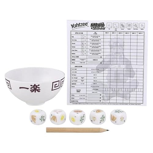 YAHTZEE: Naruto Shippuden | Collectible Ramen Bowl Dice Cup | Classic Family Dice Game Based on Anime Show | Great for Family Game Night | Officially-Licensed Naruto Game & Merchandise