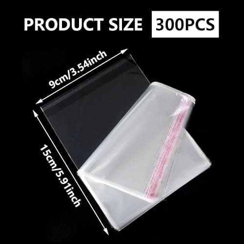Henyall 300PCS Clear Cellophane Bags (3.5x5.9 Inch) - Self-Adhesive Sealable Plastic Bags,Small Cellophane Bags for Cookies, Candies, Jewelry, Soap, Chocolates & Gift Cards thumbnail 3