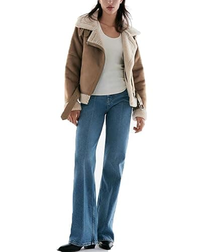 LY VAREY LIN Women's Faux Shearing Moto Jacket Thick Lined Parka Winter Shearling Coat Leather Jacket thumbnail 4