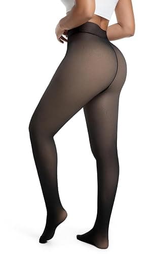DIKER Collant Polaire Femme Collant Thermique Femme Collants d'hiver Doublés, Taille Haute, Haute Élasticité, Option longue thumbnail 2