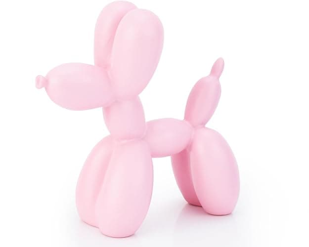 AMOIENSIS Pink Balloon Dog Statue Decor, 4 inch Small Knick Knacks Balloon Dog Animal for Desk Shelf Decor - Image 1