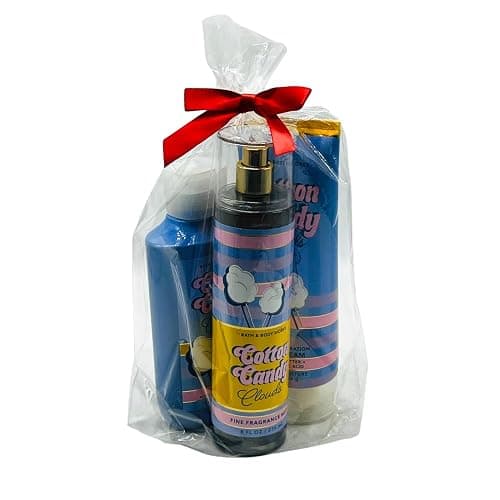 Bath & Body Works COTTON CANDY CLOUDS Fine Fragrance Mist, Ultimate Hydration Body Cream & Body Wash 3pc Gift Set with a Red Bow for Holidays – Full Size thumbnail 2