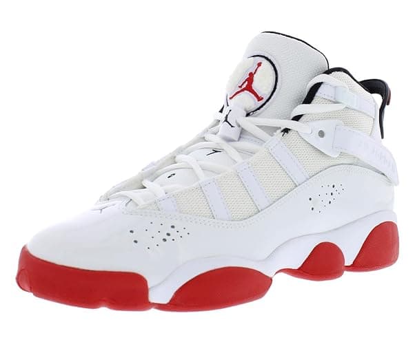 Big Kid's Jordan 6 Rings White/Mystic Hibiscus (323419 116) - 4.5 Big Kid - White/University Red/Black - Image 1