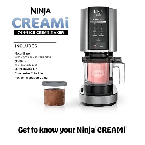 Ninja NC301 CREAMi Ice Cream Maker, for Gelato, Mix-ins, Milkshakes, Sorbet, Smoothie Bowls & More, 7 One-Touch Programs, with (2) Pint Containers & Lids, Compact Size, Perfect for Kids, Silver thumbnail 13